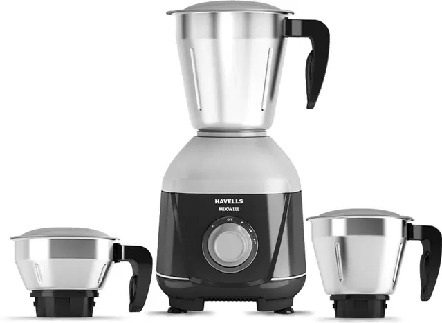 Havells Mixwell N 500w 3 Jar Mixer Grinder, Black, Grey