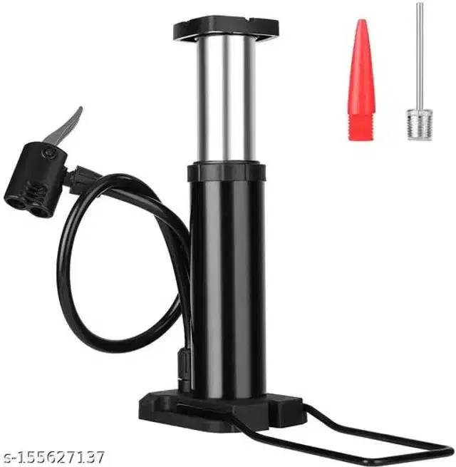 Steel Bicycle Foot Operated Air Pump with Pin, Black, Set of 1
