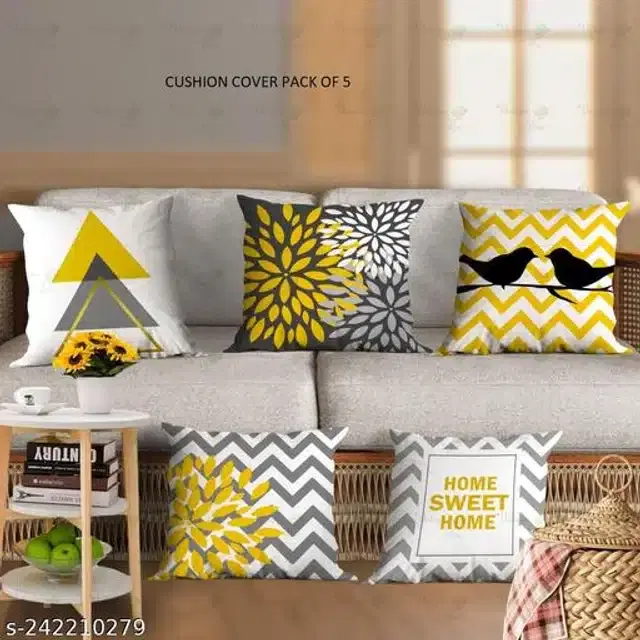 Cushion Cover for Home, Multicolor, 16x16 inches, Pack of 5