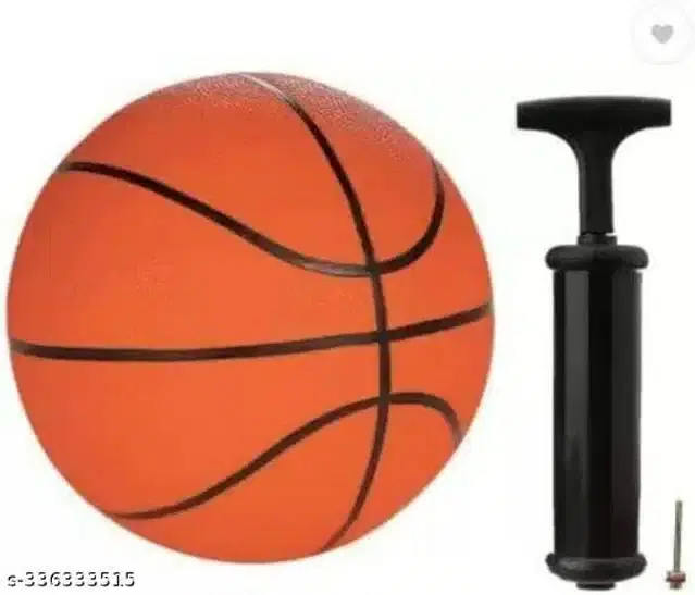 Synthetic Basket Ball with Air Pump, Multicolor, Set of 1