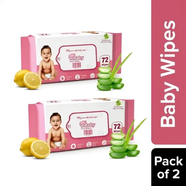 YoBaby Baby Wipes - 2X72 Wipes (Pack of 2)