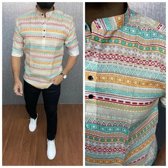 Printed Shirt for Men (Multicolor, M)