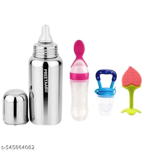 Steel Feeding Bottle,Spoon Feeding Bottle,Fruit Nibbler With Fruit Teether