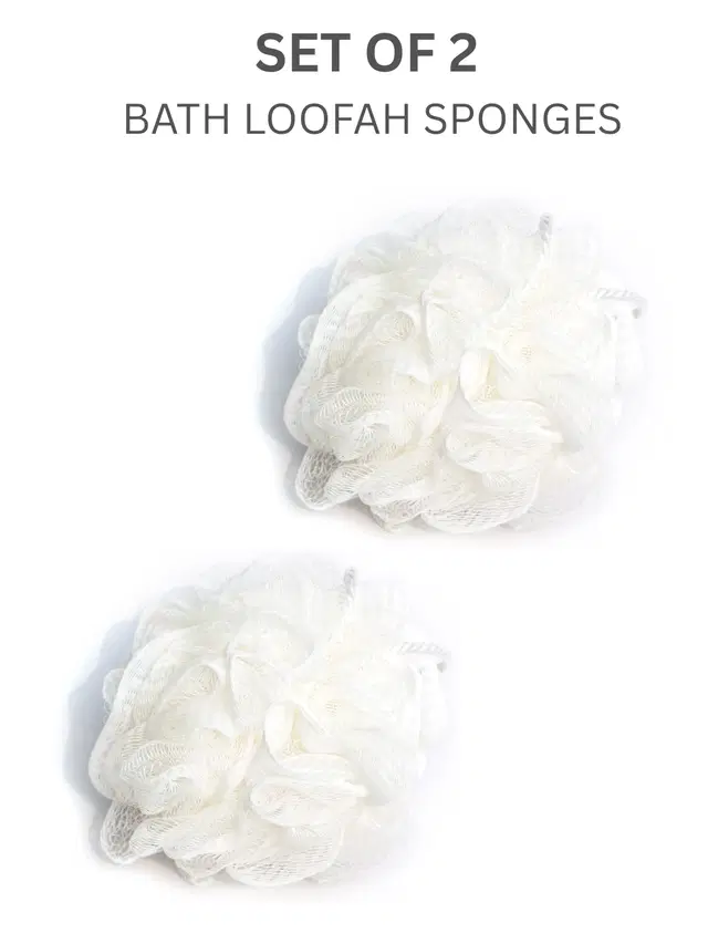Basicare Luxe White Loofah Sponge Body Scrubber Gentle Exfoliating Sponge Pack of 2