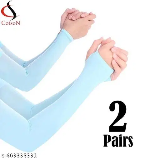 Nylon Arm Sleeves for Men & Women, Set of 2 (Sky Blue)