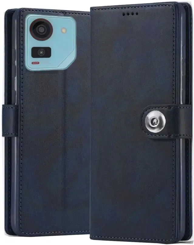 Artificial Leather Mobile Flip Cover for Ai+ Pulse (Blue)