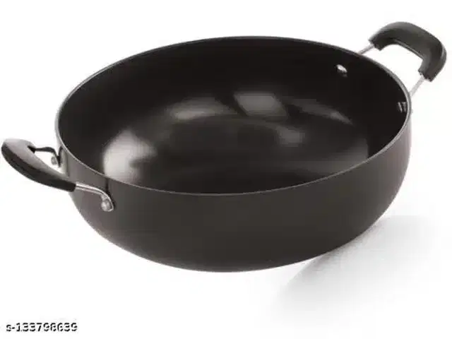 Aluminium Nonstick Kadhai, Black, 2.4 L