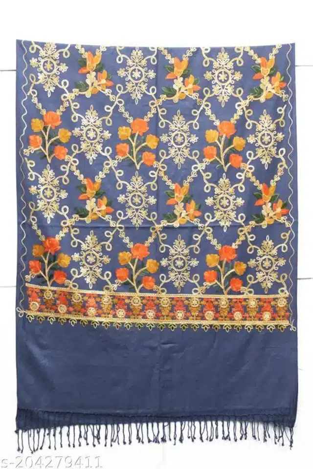 Woolen Shawl for Women (Blue, 2 m)