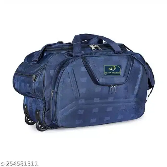 Nylon Strolley Duffel Bag, Navy Blue, 21x14x10 inches