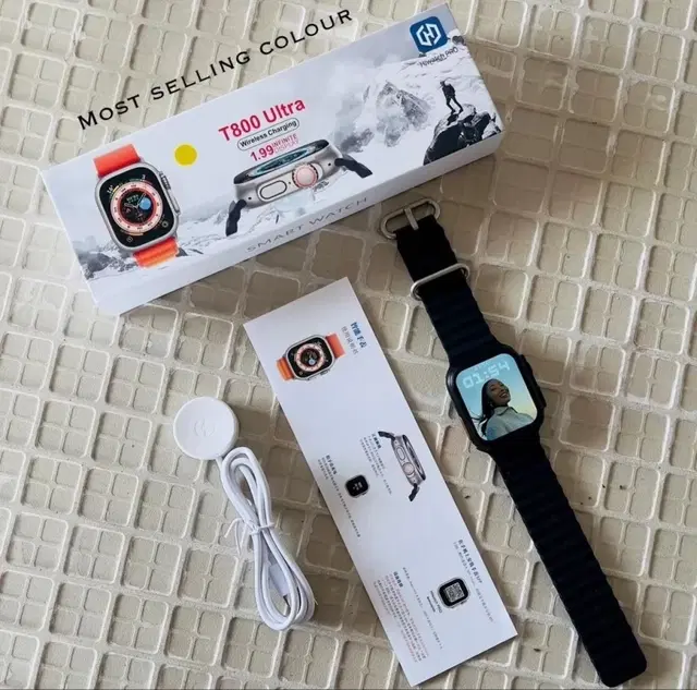 Rubber Strap T800 Smart Watch with Bluetooth Calling, Black