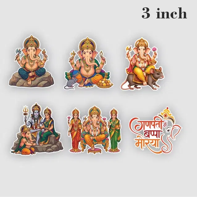 TodFod Ganesh Ji Set Of 6 Fridge Magnets Home Décor
