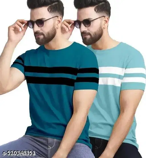 Cotton Blend T-shirt for Men, Multicolour, Pack of 2 (XS)