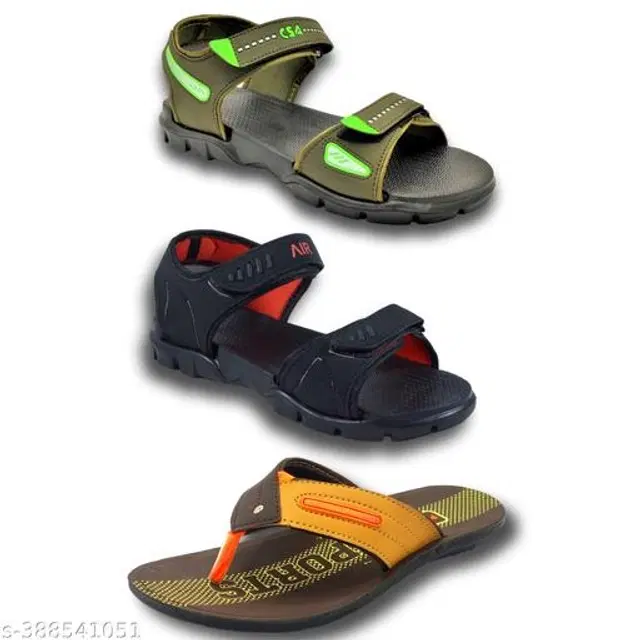 Sandals with Flipflop for Men, Pack of 3 (Multicolor, 6)