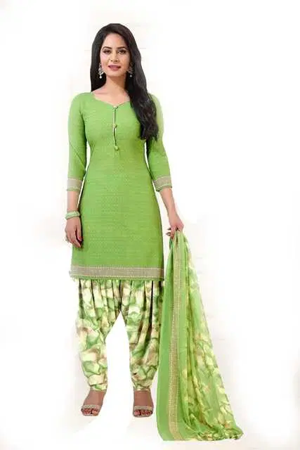 Yashika Unstitched Crepe Salwar Suit Material (Green) (Y-359)