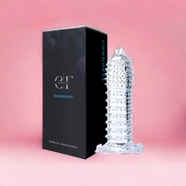 Crystal Dotted Reusable Condom for Men, Transparent