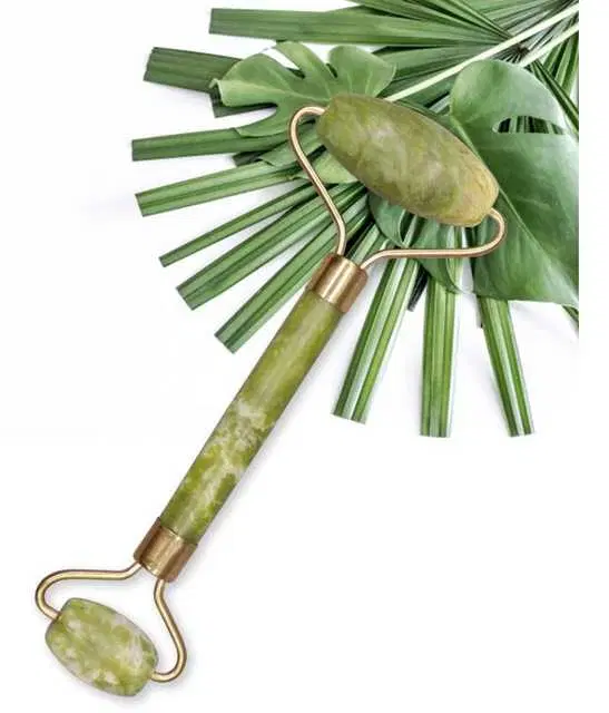 Lenon Makeup Accessory Face Roller Massager Jade Stone with Gua Sha Tool Himalayan Stone Natural Jade Face Massager Facial Beauty Roller, D224