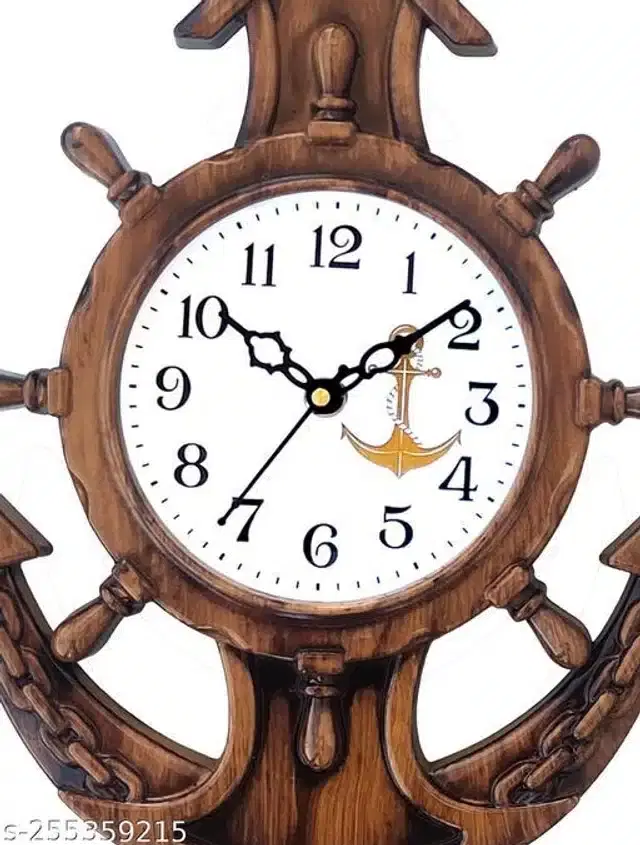 Analog Wall Clock, Brown, 31x24 cm