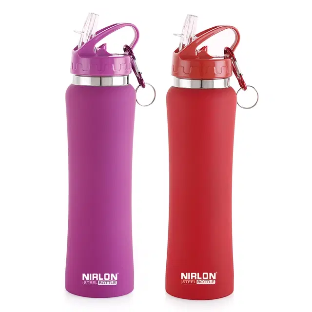 Nirlon Stainless Steel Sipper Water Bottle, Multicolor, 750 ml, Pack of 2