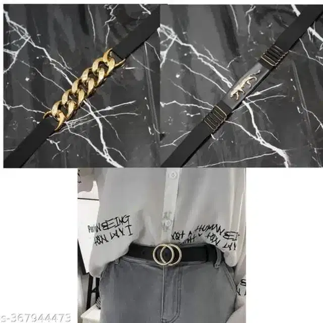 Fancy Belts for Women, Pack of 3 (Black)