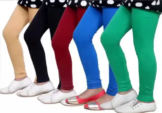 Soft & Comfortable Leggings for Girls, Pack of 5 (Multicolor, 2-3 Years)