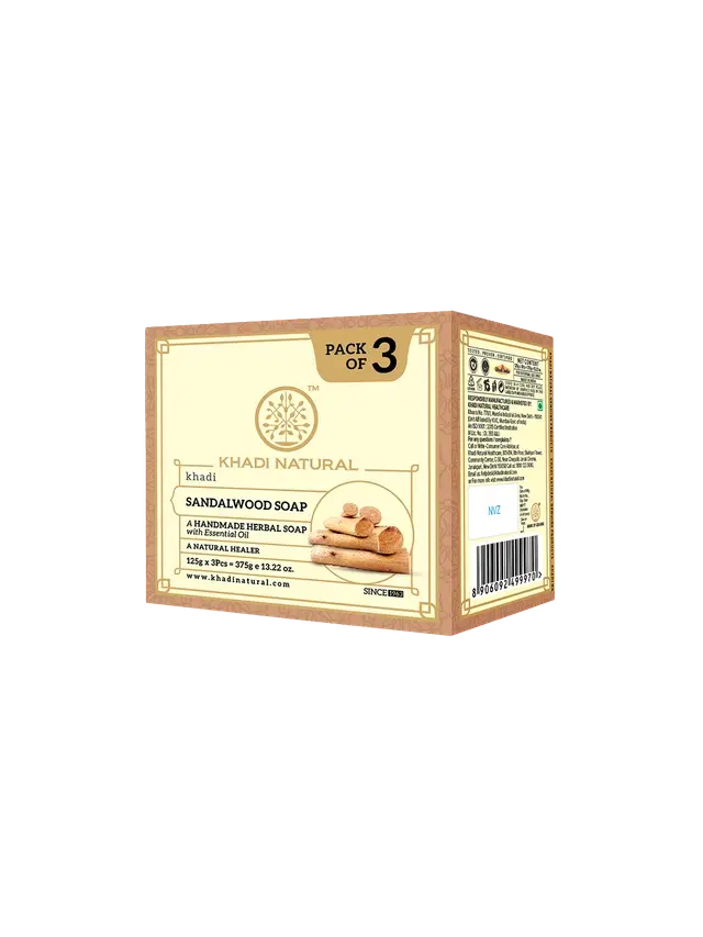 Khadi Natural Sandalwood Soap 3X125 g (Pack Of 3)