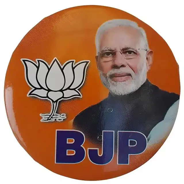 Printed Bharatiya Janata Party Brooch, Multicolor