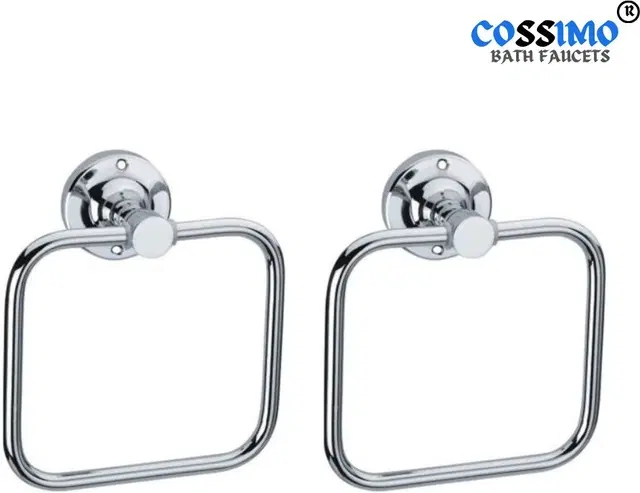 Stainless Steel Multipurpose Towel Ring with Wall Flange, Silver, Set of 2