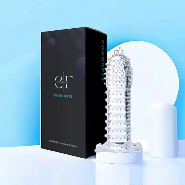 Crystal Dotted Reusable Condom for Men, Transparent