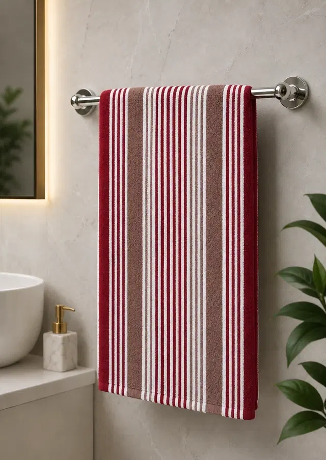 SimpleHome TNT Bath Towel 70x140cm 250 Polyester 100% Polyester Brown Stripe