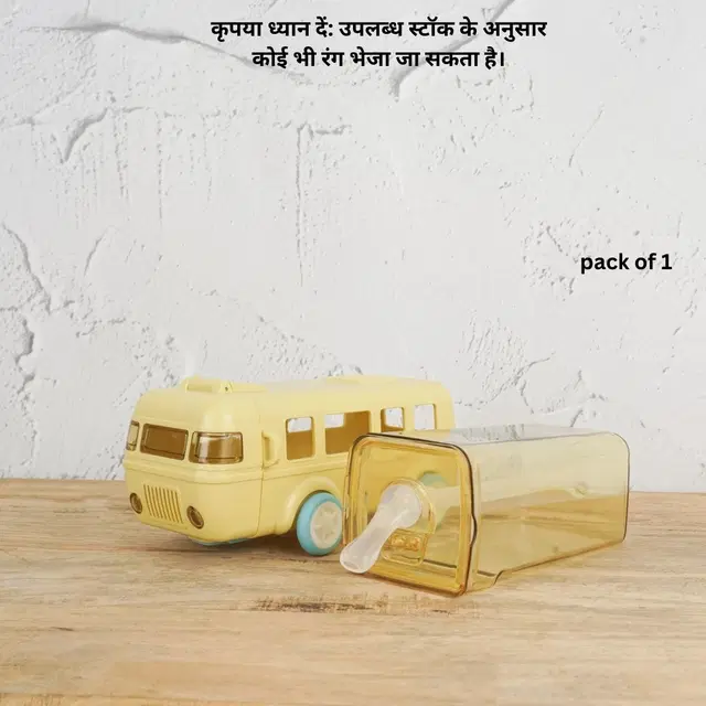 Plastic Bus Shape Sipper Bottle for Kids, Multicolor (1000 ml)