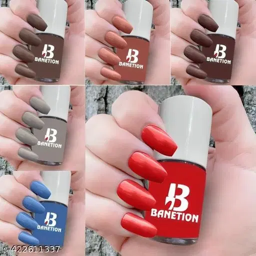 Banetion Matte Nail Polish, Multicolor, Pack of 6