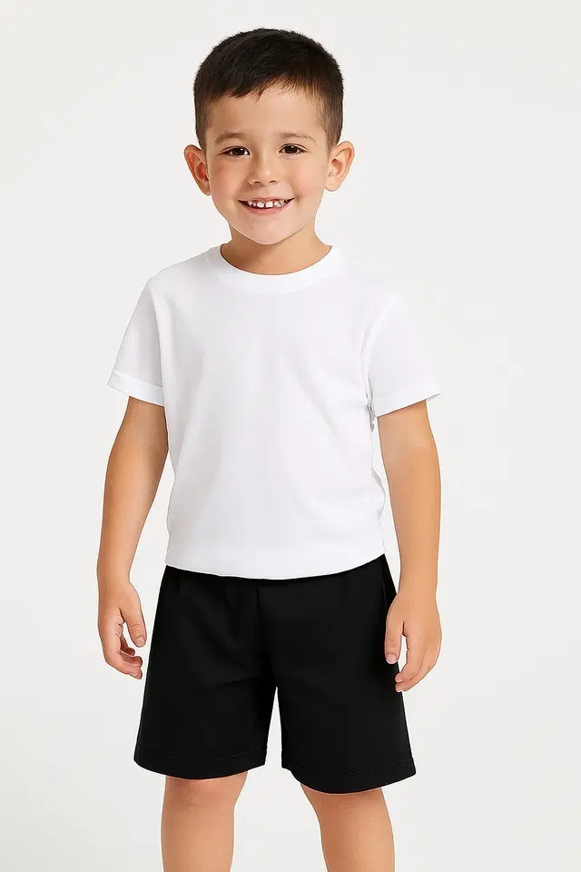 Cotton Shorts for Boys, White (6-12 Months)