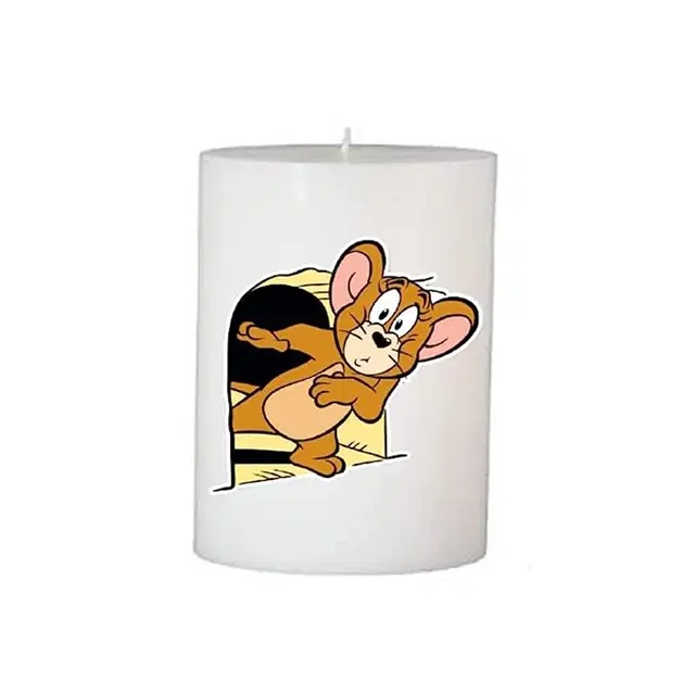Floish Decor Premium Printed Cartoon Pillar Candle
