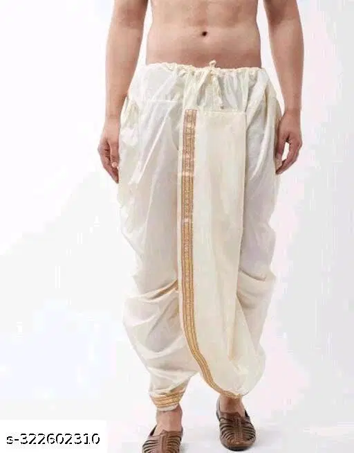 Dhoti for Men (Cream, Free Size)