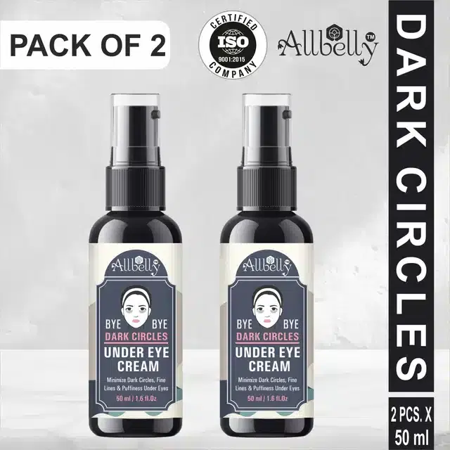 Allbelly Under Eye Cream to Reduce Dark Circles, Puffiness And Fine Lines, 50 ml, Pack of 2