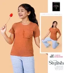 Cotton Solid Tops/Tunics for Girls, Orange (30)