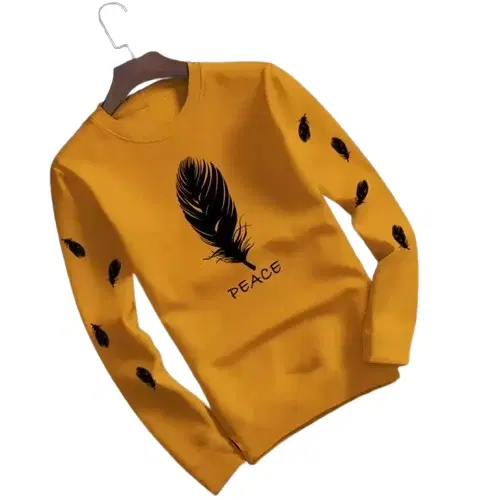 Round Neck Printed T-Shirt for Boys (Mustard, 2-3 Years)