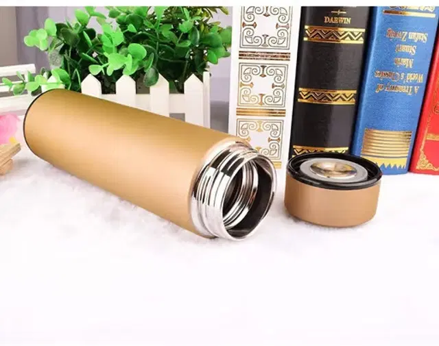 Stainless Steel LED Temperature Display Water Bottle, Gold, 500 ml