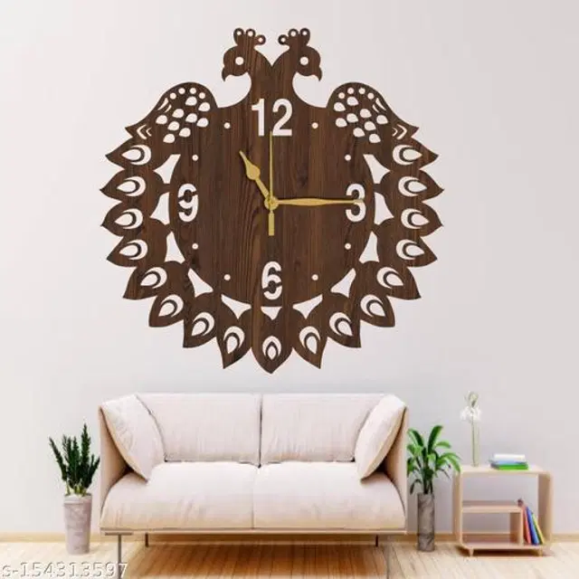 Wooden Wall Clock for Home, Brown