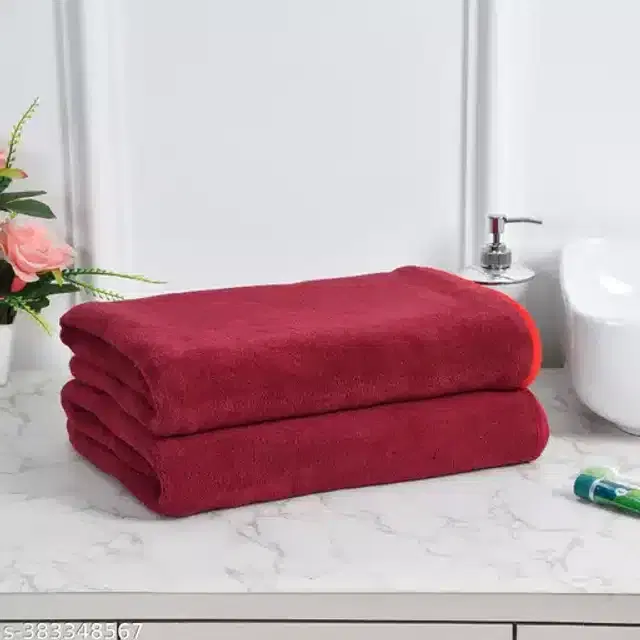 Cotton High Absorbent Bath Towels, Pack of 2, Maroon, 70x140 cm
