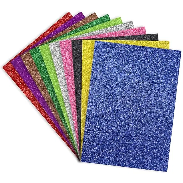 Oddy A4 Size Glitter Foam Sheets, Pack of 10 Sheets- for Art & Craft, Decoration, Gift Wrapping, Scrapbooking etc