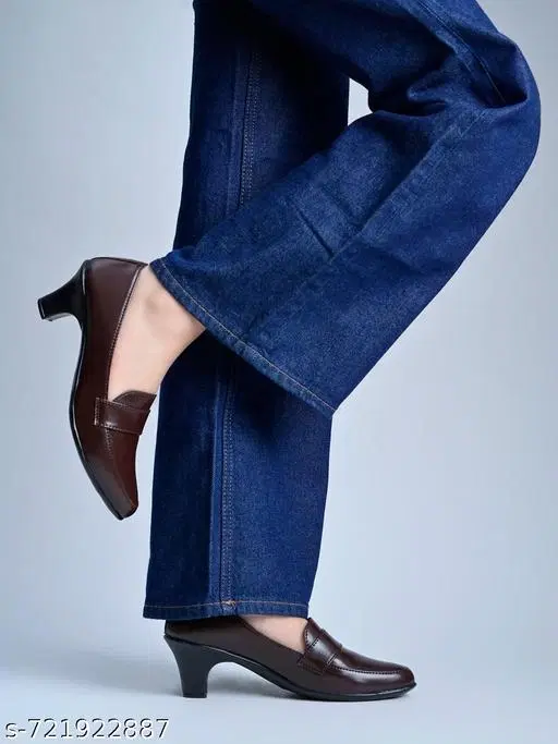 Shoetopia Solid Heel Sandals (Brown, IND-5)