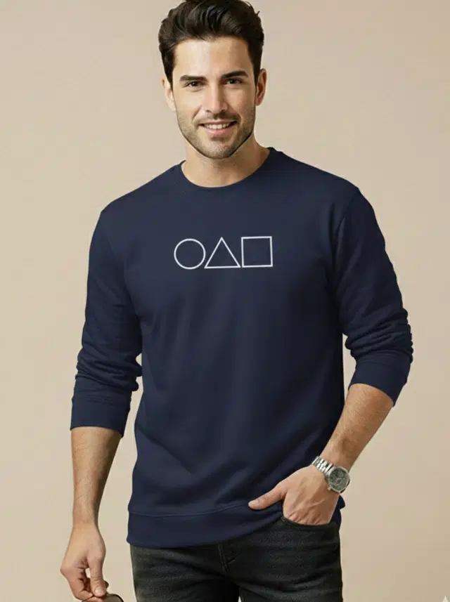 Polyester Printed T-shirt for Men, Navy Blue (XL)