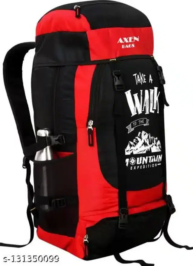 Polyester Camping Rucksack for Men & Women, Red & Black