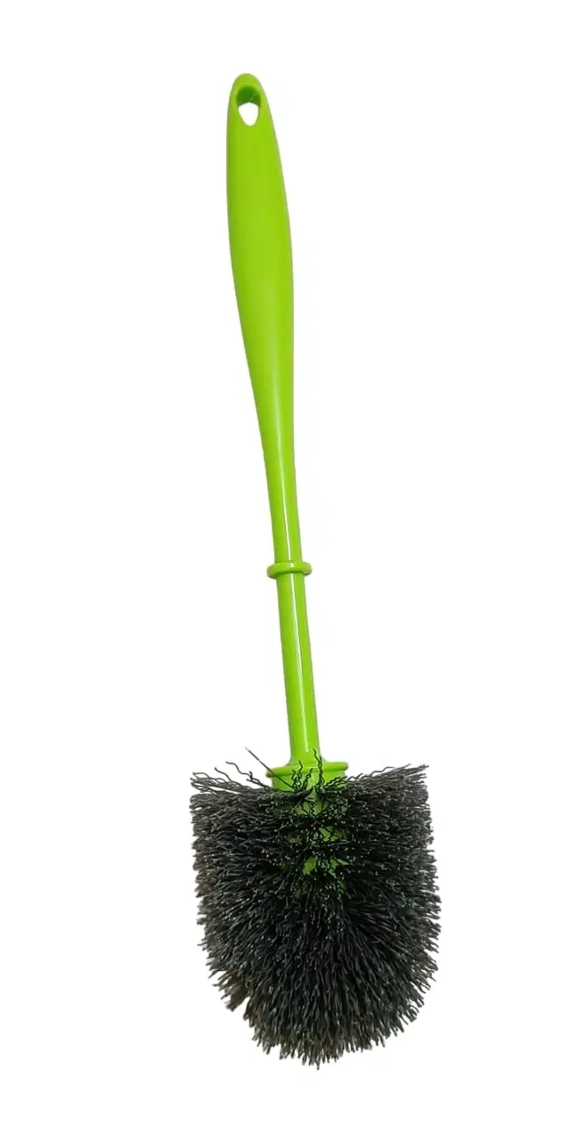 Plastic Heavy Duty Round Toilet Brush with Long Handle, Green