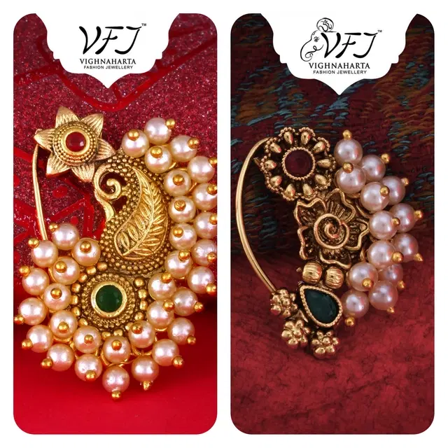 Alloy Nath Nosepins for Women, Pack of 2 (Multicolor)