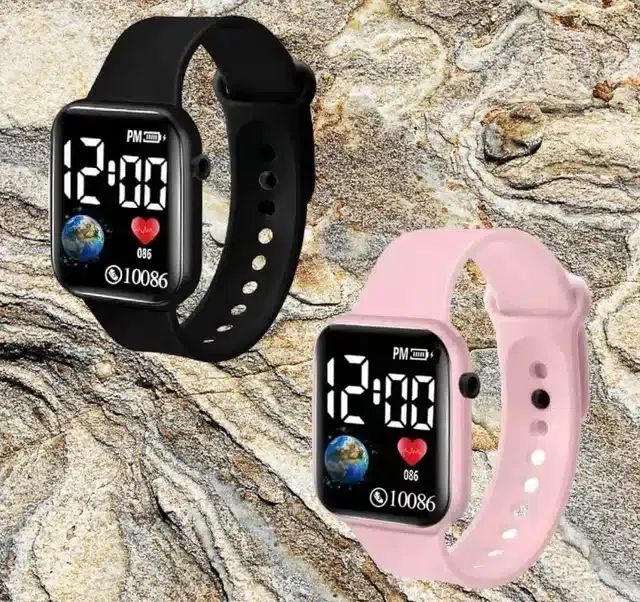Digital Watch for Men & Women, Pack of 2 (Multicolor)