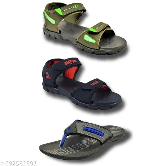 Sandals with Flipflop for Men, Pack of 3 (Multicolor, 6)