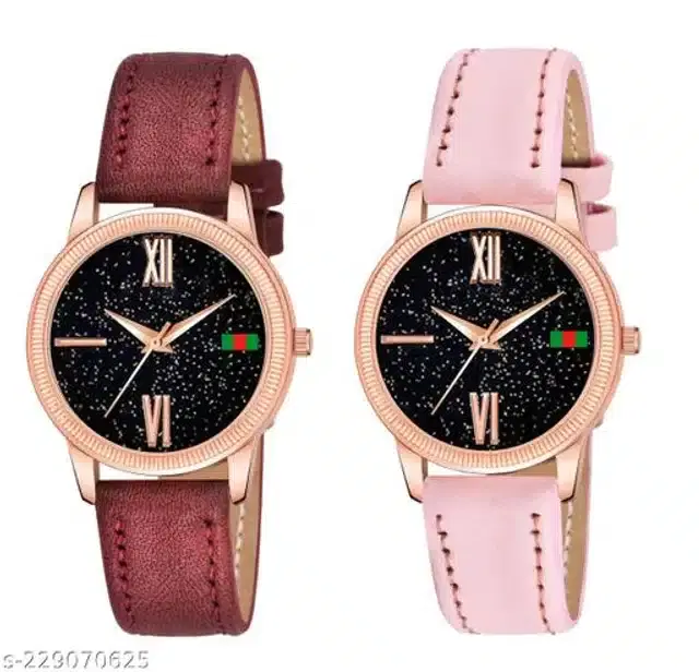 Analog Watch for Women, Pack of 2 (Multicolor)