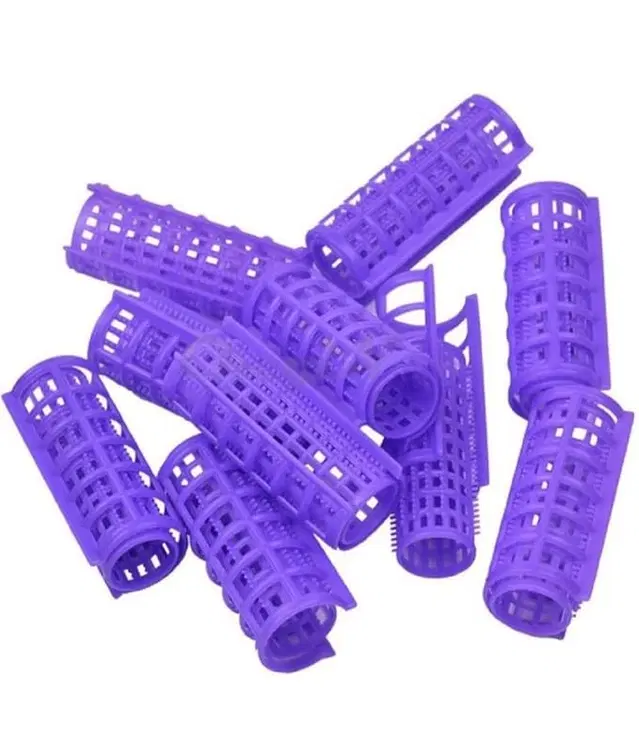 Plastic Hair Curler Rollers, Multicolor, Pack of 10
